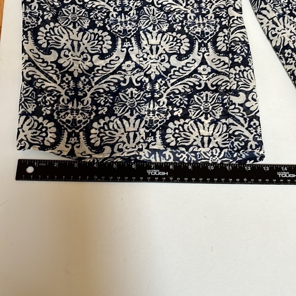 Truth  size large blue & white print lined wide slit leg pants front wrap look - Picture 10 of 16